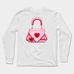 Pink Heart Shape Cute Purse Long Sleeve T-Shirt